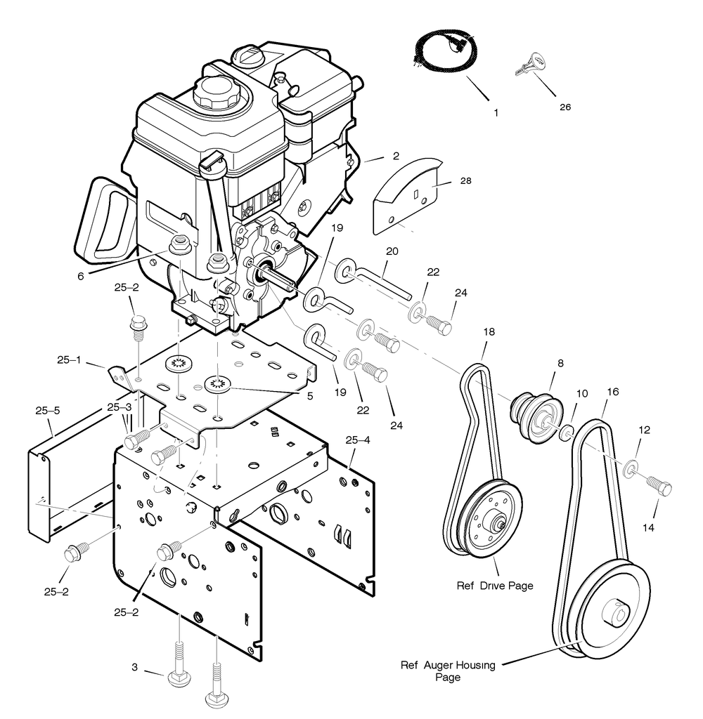 Engine Diagram and Parts List for C950-52313-1 2004 Briggs and Stratton Snow Blower